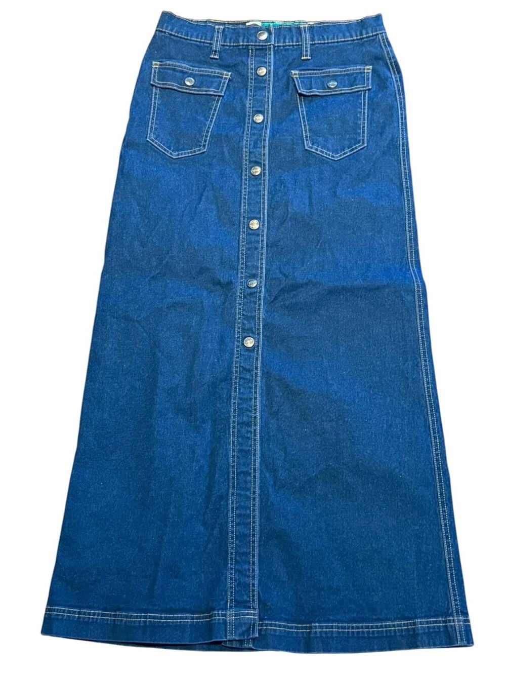 Vintage Levi’s Silver Tab Button-Front Denim Maxi Skirt Womens Size 7